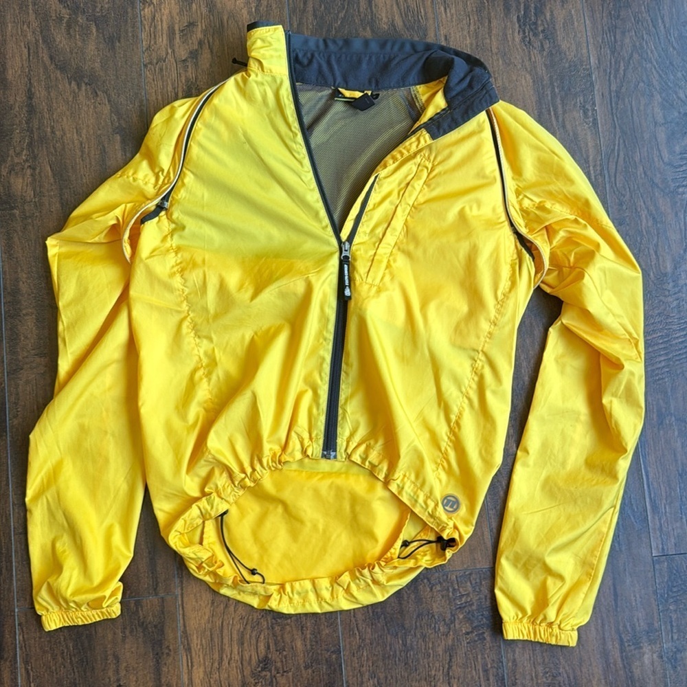 NOVARA Nylon Yellow Zip Road Cycling Wind Rain Pockets Jacket Mens Small (G11)